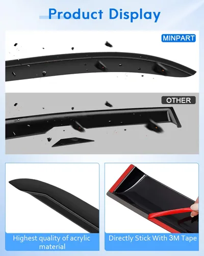 Vista 6 de Deflector de ventana lateral, viseras de humo oscuro, protectores de lluvia, juego de 4 piezas para Toyota 2003-2008 para Corolla