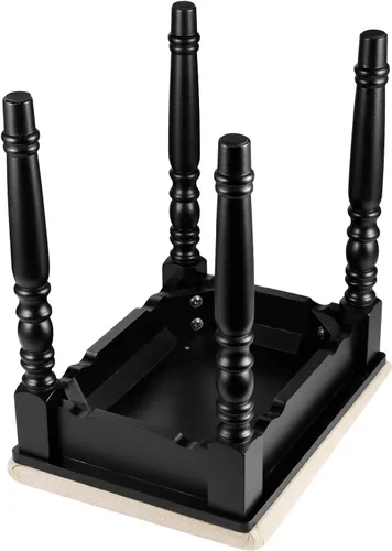 Vista 8 de URFORESTIC Taburete de tocador de madera de roble, moderno taburete de maquillaje con superficie de asiento cóncavo, capacidad de 300 libras, fácil