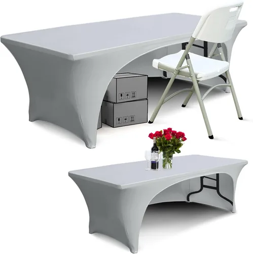 Vista 27 de ABCCANOPY - Mantel elástico de 1,2 m para mesa, ajustado, con parte trasera abierta, lavable, salvamanteles para mesas rectangulares, color negro