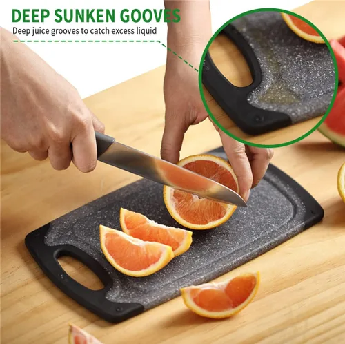 Vista 3 de Pak Juego de tablas de cortar, tabla de cortar, tablas de cortar de plástico para cocina, aptas para lavavajillas, sin BPA, grande, tabla de cortar