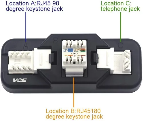 Vista 6 de VCE Paquete de 25 insertos de conector Keystone de 90 grados Cat6 RJ45 con soporte combinado Keystone Punch Down y mini cortador de cables