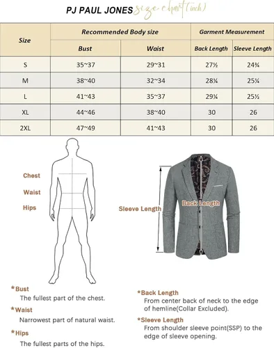 Vista 5 de PJ PAUL JONES Chaqueta deportiva casual para hombre, chaqueta de negocios ligera con dos botones