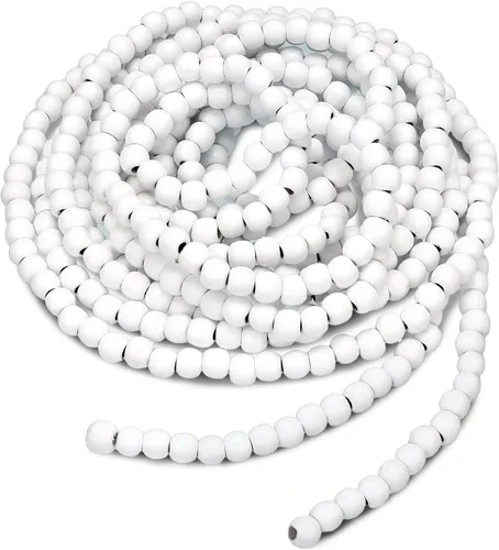 Vista 21 de WILLBOND - Guirnalda de cuentas de madera de 16 pies, árbol de Navidad, color verde salvia Natural Wooden Beads Farmhouse Style, Fireplace