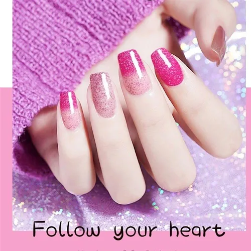 Vista 5 de Juego de esmalte de uñas en gel - Juego de esmalte de uñas con cambio de color en gel Púrpura Azul Rosa Rojo Lavanda Viento Rojo Negro con cambio