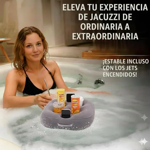 Vista 6 de Inflatable Floating Drink Holder for Pool Party Beach hot tub Gris
