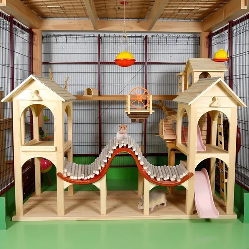 Vista 6 de Juguetes de hámster, flexible de madera para hámster, valla de puerta, juguetes para masticar, decoración de pie para escalada de jerbo, chinchilla
