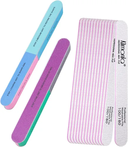 Vista 10 de 25 limas de uñas profesionales de media luna, grano 100/100 de doble cara, herramientas reutilizables para limar uñas naturales y acrílicas