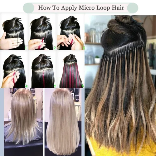 Vista 6 de Micro Link - Extensiones de cabello rizado con micro anillo, punta de bucle, cabello humano Remy real, color marrón oscuro, 20 pulgadas, 100 s #02