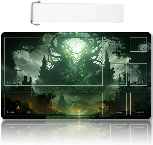 Vista 8 de Tapete de juego MTG cosido de alta calidad con zonas y parte trasera de goma antideslizante, tapete de juego TCG para MTG y otros juegos de cartas