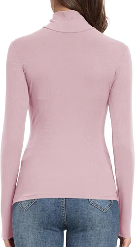 Vista 4 de PALINDA Camisas de manga larga ajustadas con cuello alto acanalado para mujer