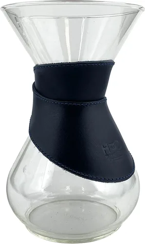 Vista 8 de Hide & Drink, Collar de cristal compatible con Chemex de 6 tazas, hecho a mano de cuero de grano completo, color marrón bourbon
