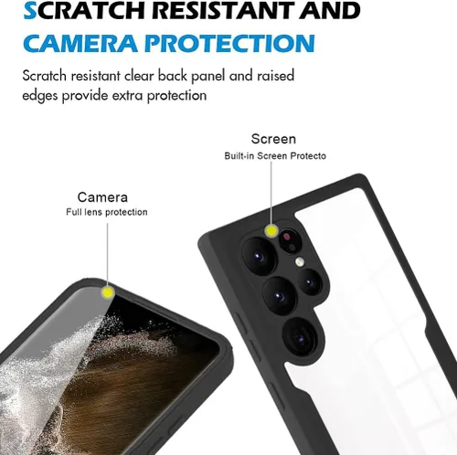 Vista 4 de Funda compatible con Samsung Galaxy S30 Ultra, compatible con Samsung Galaxy S21 Ultra, protector de pantalla integrado 2 en 1, funda verde