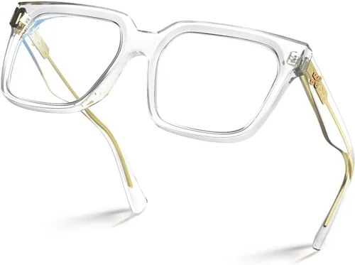 Vista 37 de VISOONE Chunky Rectangle Oversized Blue Light Blocking Computer Glasses Clear Lenses Cute Fake Large Frame Preppy Stylish Designer Fashion Screen