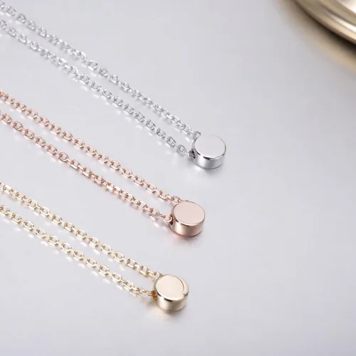 Vista 4 de S.Leaf collar de círculo pequeño, de plata esterlina, para mujer