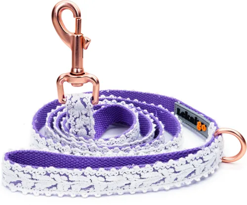 Vista 8 de Juego de collar y correa para perro, encaje de algodón hecho a mano de 4 a 5 pies, ajustable, cómodo, collares y correas únicos para perros Marrón