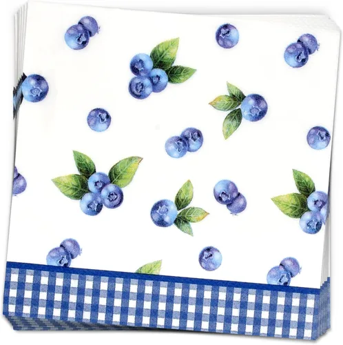 Vista 4 de Gift Boutique Servilletas de cóctel de arándanos, 100 servilletas de papel de frutas y bayas para baby shower, verano, picnic, brunch, decoración