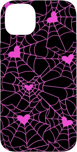 Vista 14 de Carcasa para iPhone 11 con diseño de telaraña, color rosa y negro