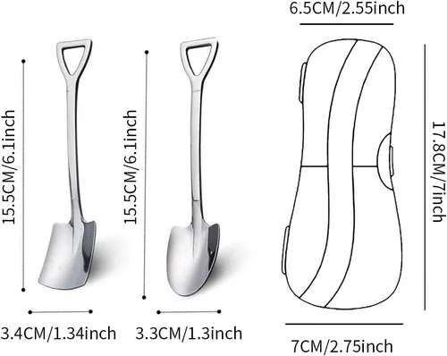 Vista 3 de Juego de cucharas de pala – 2 cucharas de postre de acero inoxidable para helado, café, té