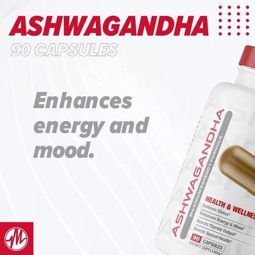 Vista 5 de Metabolic Nutrition Ashwagandha 2200 mg hecho con polvo de Ashwagandha orgánico y extracto de pimienta negra, 90 cápsulas veganas