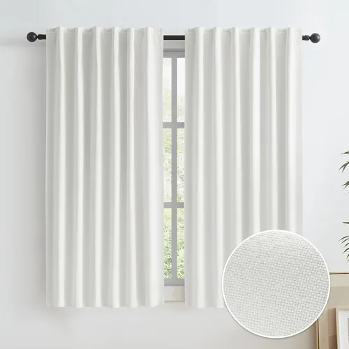 Vista 36 de KEQIAOSUOCAI - Cortinas opacas naturales de 108 pulgadas de largo, cortinas modernas con pestaña trasera, paneles plisados para sistema de cortina