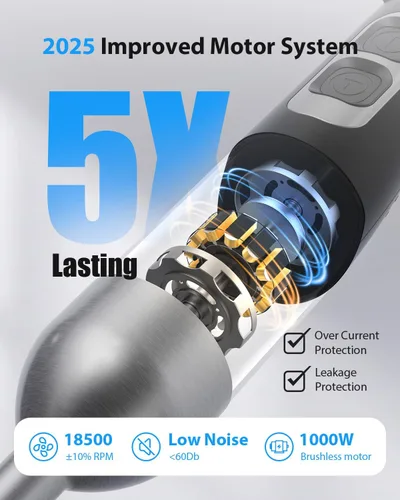 Vista 10 de Batidora de Inmersión Potente de 1000W de SHEANLAH, Nueva Actualización de 2025, Batidora de Mano con 25 Velocidades y Motor de Cobre de Alta