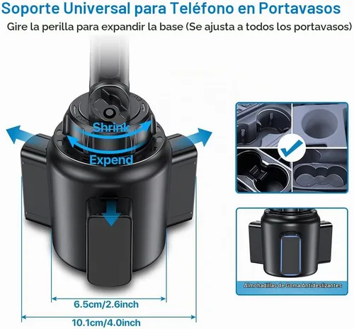 Vista 3 de Miracase Soporte Universal para Teléfono en Portavasos de Coche, [Versión Mejorada] Soporte Ajustable de Cuello Largo para Portavasos de Coche
