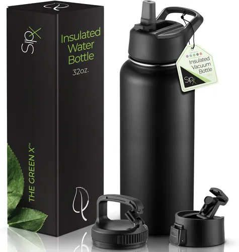 Vista 29 de SIPX™ Botella de Agua Aislada de 18 oz con 3 Tapas – Acero Inoxidable a Prueba de Fugas, Triple Aislamiento – Frío 24 Horas/Caliente 12 Horas