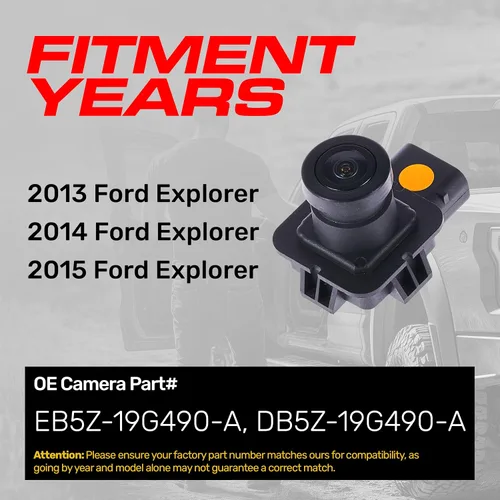Vista 2 de Master Tailgaters Repuesto para Ford Explorer (2013-2015) Cámara de respaldo OE Parte # EB5Z-19G490-A, DB5Z-19G490-A