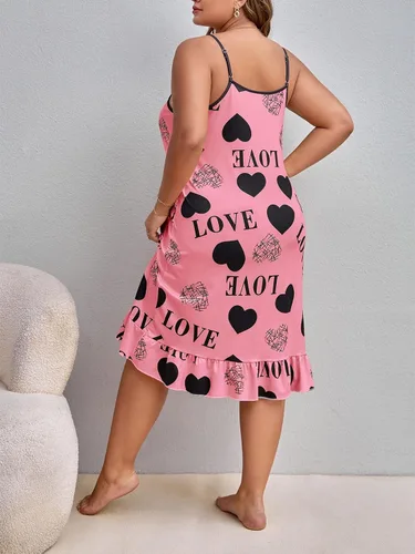 Vista 2 de SHENHE Camisón sin mangas con dobladillo con volantes para mujer, talla grande, con máscara de ojos