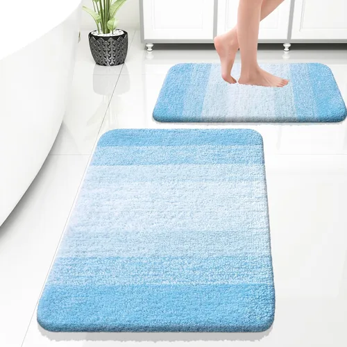 Vista 46 de OLANLY - Juego de tapetes para baño de 2 piezas, de microfibra, suaves y absorbentes, antideslizantes, lavables a máquina y para secadora, felpudos