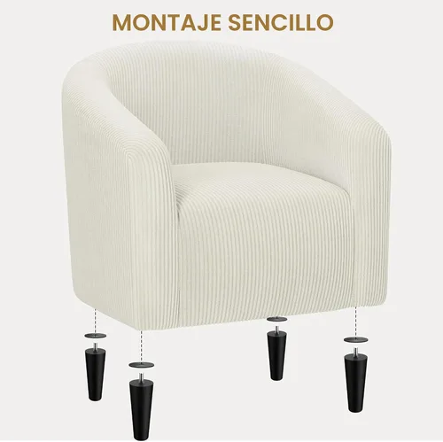 Vista 9 de Yaheetech Sillas cilíndricas, sillas decorativas peludas con reposabrazos acolchado suave para sala de estar, dormitorio, sala de espera, oficina