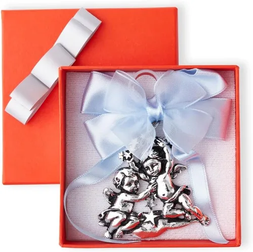 Vista 4 de Medalla de cuna católica de estrella de ángel con cinta de satén. Regalo de bautismo perfecto para bebés, regalos de bautizo para bebés, baby shower