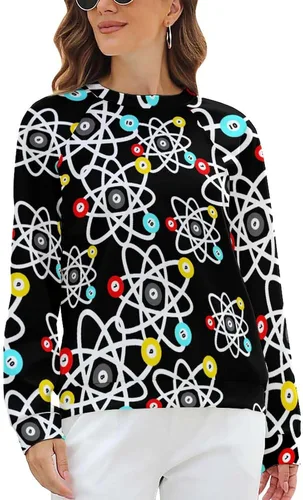 Vista 8 de Funny Billiards Science - Sudadera de manga larga con estampado raglán y cuello redondo para mujer