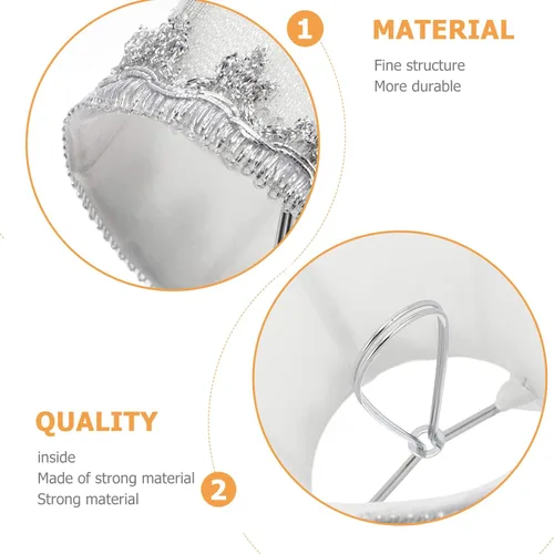 Vista 5 de Uonlytech Pantalla de lámpara de tela plateada con clip de arpillera pequeña, pantalla de lino para mesa, lámpara de pared, sala de estar