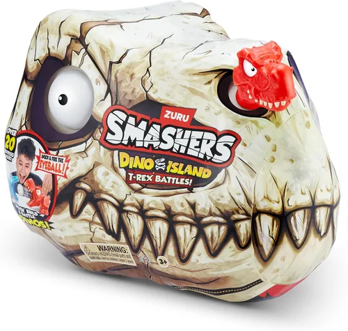 Vista 3 de Smashers Dino Island Mini T-Rex Battles Playset (Red Dino) por ZURU Juguetes de batalla de dinosaurios Dispara fuegos Coleccionables Sorpresa