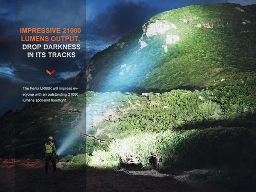 Vista 5 de fenix LR60R, linterna LED recargable de largo alcance ultra brillante 21,000 lúmenes 3,559.7 ft 113 horas máximo carga rápida de 45 W