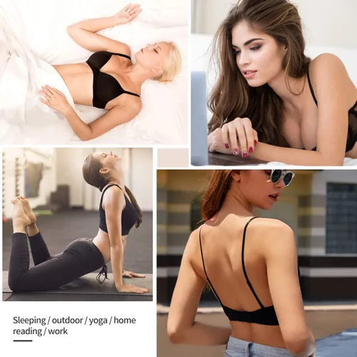 Vista 6 de Rolewpy Bralette Bralette de encaje para mujer acolchado Minimizador de apoyo con cierre ajustable superior