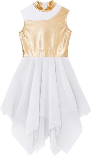 Vista 5 de Linjinx Vestido de baile lírico para niñas y niñas, disfraz de celebración litúrgica, bata de iglesia