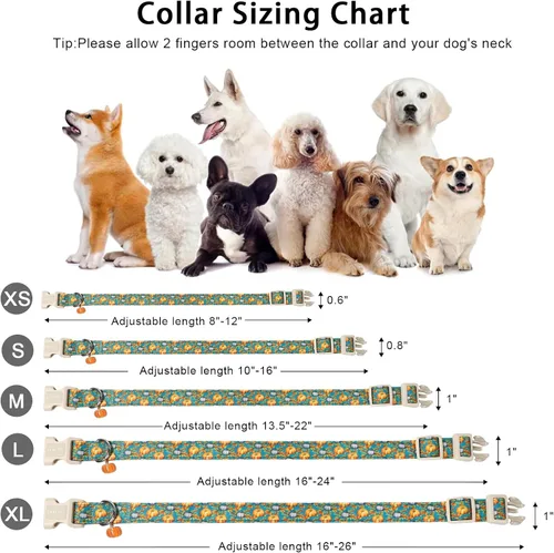 Vista 307 de Aring Pet Collar de algodón, ligero y ajustable, con hebilla de liberación rápida, para perros pequeños, medianos y grandes, para cachorros, S, Hoja