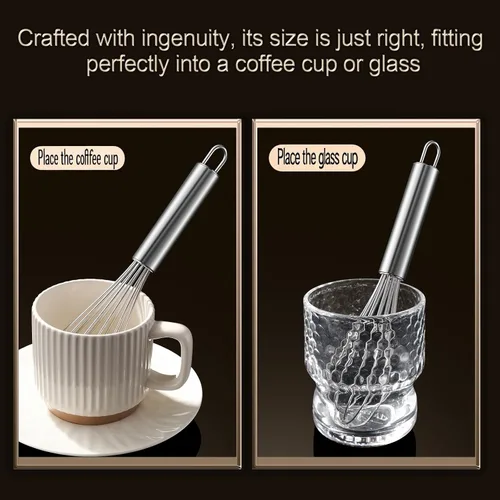 Vista 7 de Aniso Batidor de acero inoxidable (8.4 pulgadas, plateado) que funciona muy bien para tazas y recipientes pequeños, es ideal para tareas de lotes