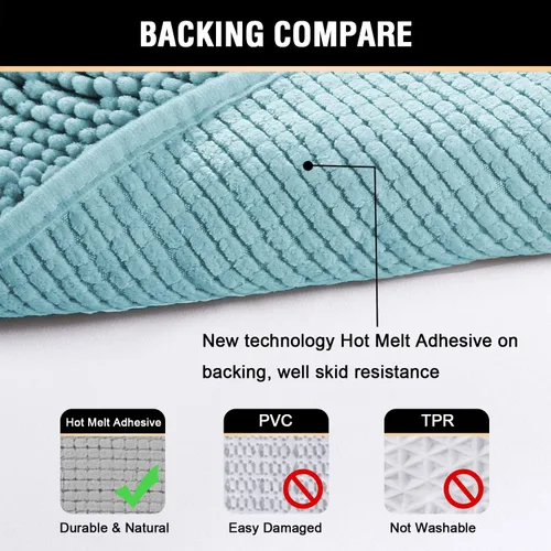 Vista 6 de H.VERSAILTEX Alfombras de Baño para Baño Antideslizantes de Felpa Chenille Extra Suaves y Absorbentes para Cuarto de Ducha Lavables a Máquina