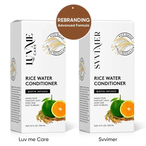Vista 5 de Luv Me Care Acondicionador de engrosamiento del cabello con agua de arroz, con biotina, mejora la fuerza, el volumen y el brillo, acondicionador