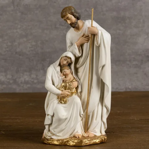 Vista 2 de Estatua católica de la Santa Familia BC, belén de 6 pulgadas de alto en interiores, regalo religioso, decoración del hogar de Navidad, figura