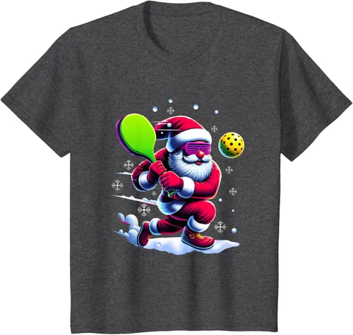Vista 28 de Pickle Ball Navidad Santa Deporte Jugador Padel Raqueta Snow Camiseta Negro