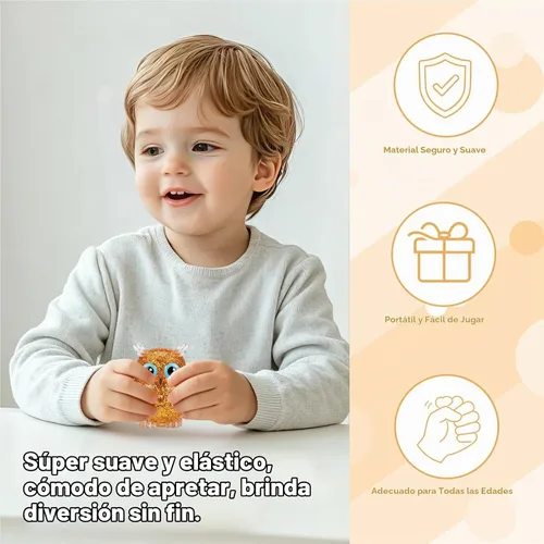 Vista 5 de Juguete de peluche con purpurina de búho, elástico sensorial, diseño lindo Búho naranja