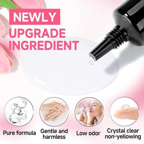 Vista 4 de UNA GELLA No necesita lámpara de pegamento sólido para uñas a presión: uñas acrílicas súper fuertes semi pegamento de uñas gel de curado rápido 0.3