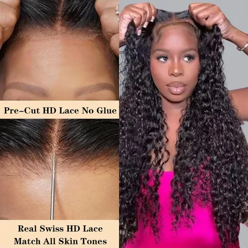 Vista 8 de Wear and Go - Pelucas de cabello humano prearrancadas precortadas 5x5 con cierre HD, pelucas de cabello humano ondulado profundo con encaje frontal