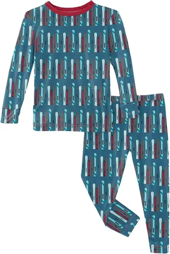 Vista 153 de KicKee Pants Conjunto de pijama de manga larga con estampado de piezas