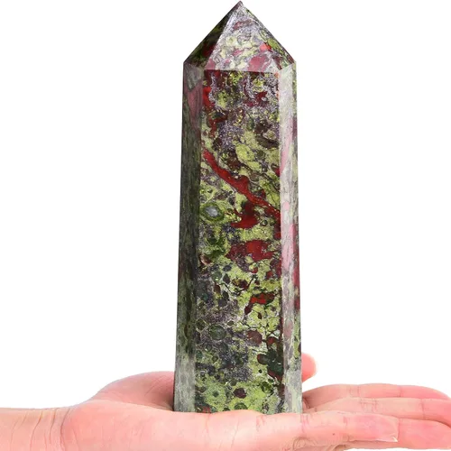 Vista 37 de AMOYSTONE Obelisco de Piedra de Sangre Africana Varita de Cristal Curativo Grande Torre Columna Facetada de 6 Lados Reiki Chakra Meditación Terapia