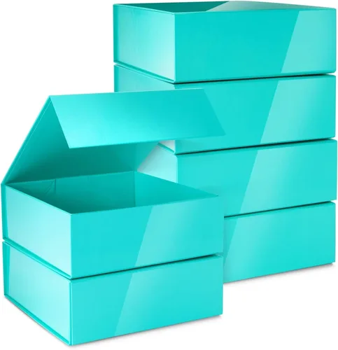 Vista 10 de Stockroom Plus Cajas de regalo con tapas, 9.5 x 9.5 x 3.5 pulgadas, paquete de 6 unidades, color negro brillante, cierre magnético y fundas